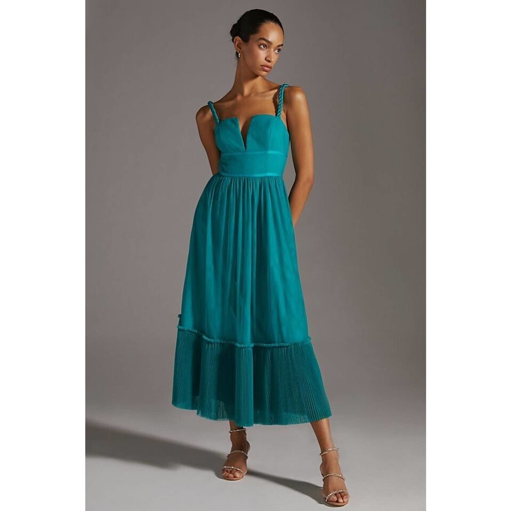 Anthropologie Teal Green Midi Dress